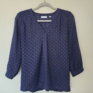 Dark blue New York & Company 3/4 Length sleeve blouse, size Small